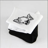 Fashion Skate Cotton Crew Socks of Virgin Mary Gesture Pattern for Men Women Hip Hop Funny Novelty  White Black Funky - Lootquake