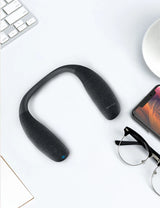 Altavoces Bluetooth con banda para el cuello, 12 horas de música, altavoz portátil inalámbrico, sonido estéreo 3D real, altavoces personales portátiles con micrófono