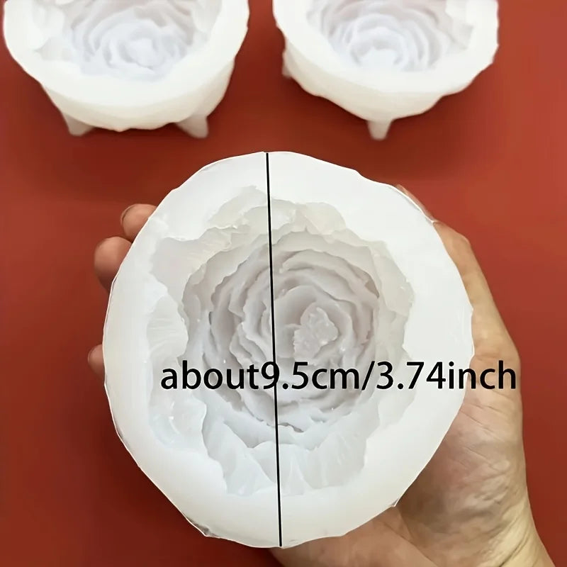 Moule en silicone 3D en forme de pivoine pour bougie parfumée, pour décoration de mariage en famille
