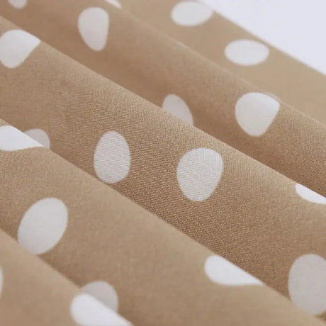Tonval Khaki Color High Waist Elegant Polka Dot Women Vintage Long Dress Sleeveless Pocket Side Ladies Midi Dresses Retro - Lootquake