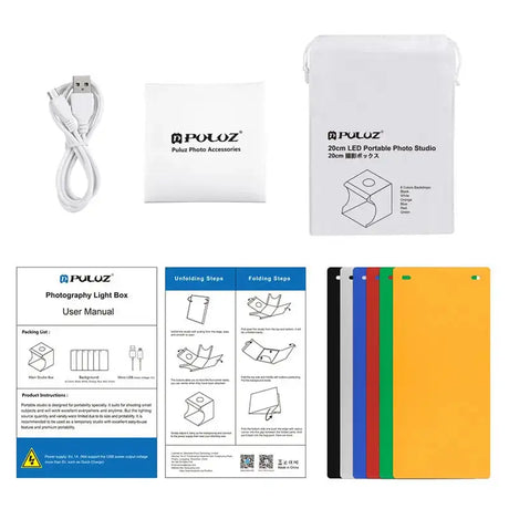 Folding Portable 550LM Light Photo Shooting Light Tent Box Kit With 6 Colors Backdrops Black, White, Yellow, Red, Green, Blue - Lootquake