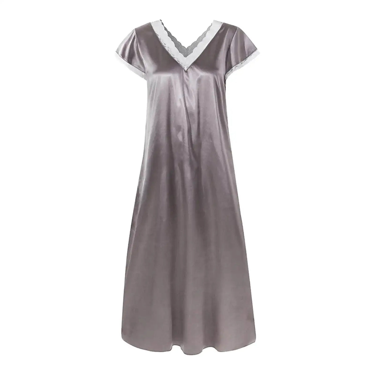 Women Summer Silk Sleepwear Short Sleeve V Neck Homewear Long Dress Nightgowns Sleepwear Sleep Tos Night Dress Underwear - Lootquake