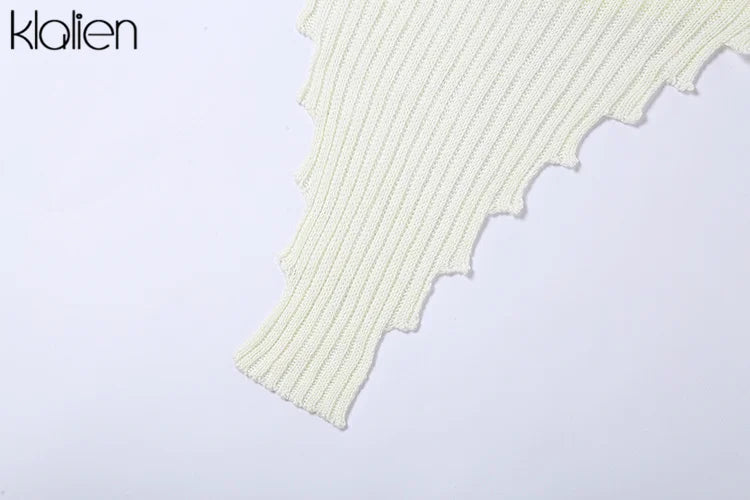 KLALIEN Moda Y2K Ropa de calle Camiseta de punto entallada salvaje para mujer Ropa deportiva informal Chaleco elástico entallado sólido para mujer Top salvaje 2022
