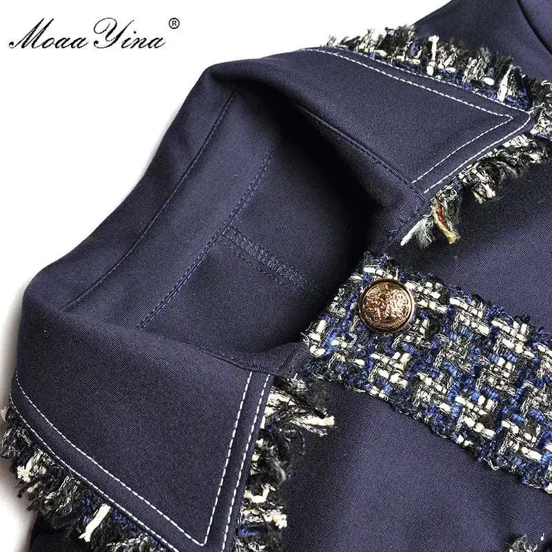MoaaYina Fashion Designer Long Windbreaker Long sleeve Single-breasted Pocket Tassel Runway Windbreaker Coat - Lootquake