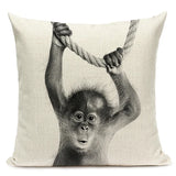 Black and White Cute Animals Cushion Cover - Animal Portrait Decoration Throw Pillow Case 45x45cm for Home Sofa Decor
