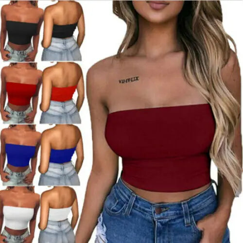 New Summer Solid Women Sexy Tank Top Bustier Bra Vest Crop Top Bralette Singlet T-Shirt Vintage Sleeveless Top - Lootquake