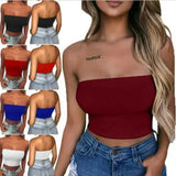 New Summer Solid Women Sexy Tank Top Bustier Bra Vest Crop Top Bralette Singlet T-Shirt Vintage Sleeveless Top - Lootquake