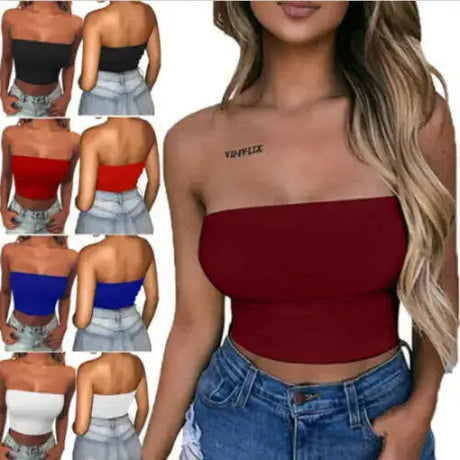 New Summer Solid Women Sexy Tank Top Bustier Bra Vest Crop Top Bralette Singlet T-Shirt Vintage Sleeveless Top - Lootquake