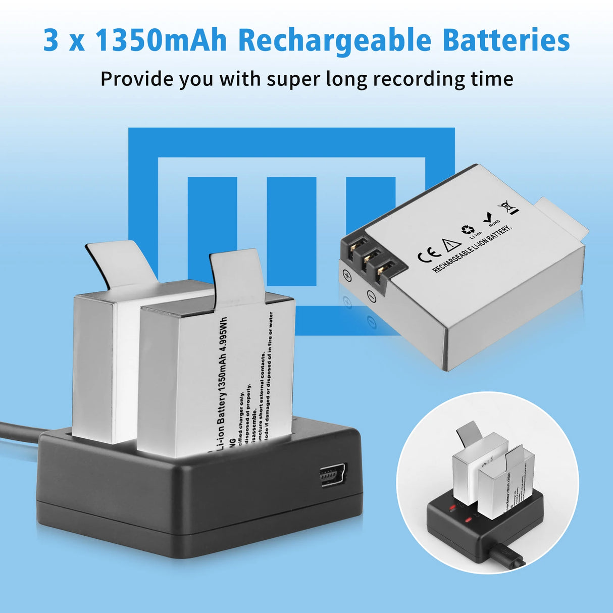 Cámara de acción deportiva gran angular 4K Ultra HD 2025 de 2.0 pulgadas con accesorios completos y batería de 1350 mAh.