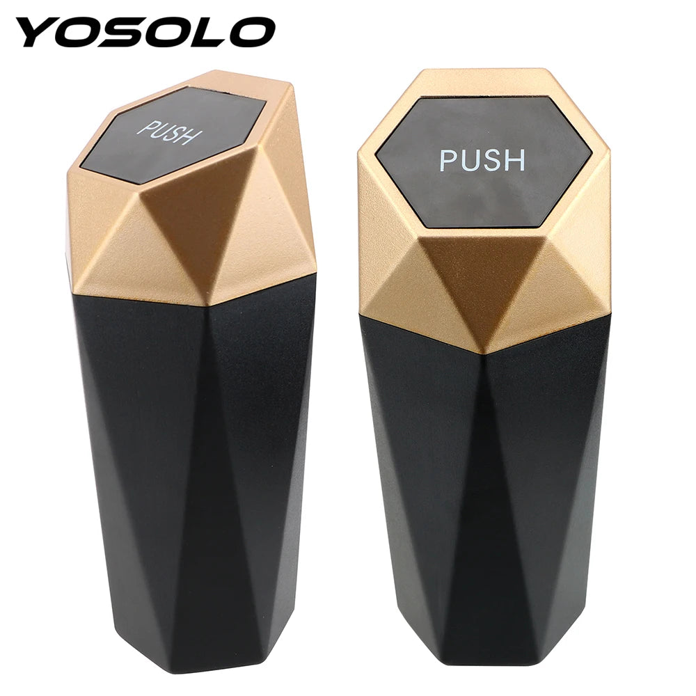 Mini cubo de basura YOSOLO, cubo de basura portátil para coche, hogar, dormitorio, oficina, con tapa, accesorios interiores
