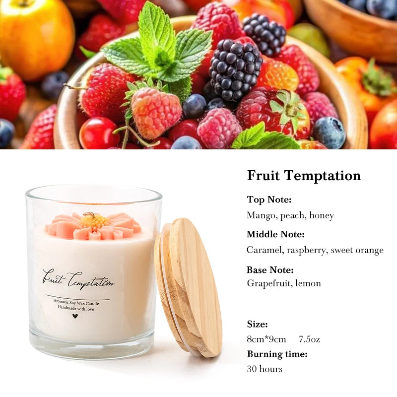 Bougies succulentes de luxe AIKUN Bouquet de fleurs en verre Parfum Arôme Cire de soja Bougie parfumée Goji et Tarocco Orange sanguine