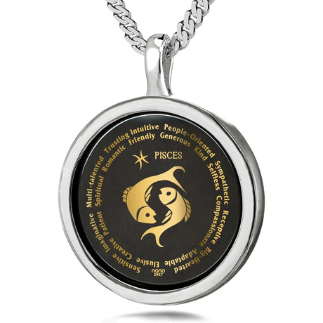 Pisces Necklaces for Lovers of the Zodiac 24k Gold Inscribed - Lootquake
