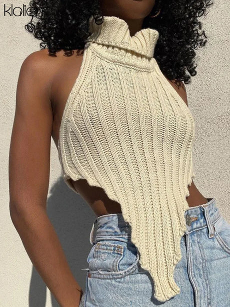 KLALIEN Fashion Y2K Streetwear Wild Slim Knit Tank Top Women Casual Activewear Solid Slim Stretch Female Vest Wild Top 2022 - Lootquake