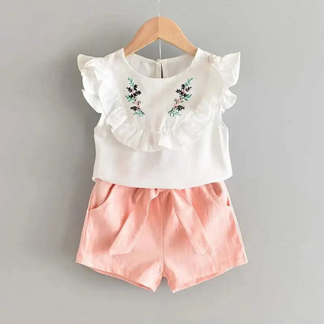 Bear Leader New Summer Casual Children Sets Chiffon Flowers Blue T-shirt Pants Girls Clothing Sets Kids Summer Set for 3-7 Years - Lootquake