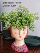 Statue Head Portrait Sculpture Ornament Bonsai Handmade Art Pot Bum Ceramic Vase Plaster Living Room Home Decor Dried Flowers