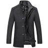 Woolen Coat Men Winter Windbreaker Long Thick Wool Jackets abrigo hombre Man Stand Collar Single Breasted With Vest Woolen Coats - Lootquake