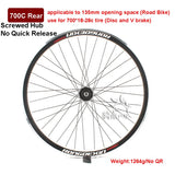 Cruiser Tour Bike Wheelset, Double Deck Rim, Front Wheel Disc, V Brake, Rear Back Wheels, Cassette and Screwed Hub, 36H, 700C