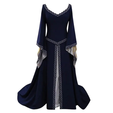 Vintage Gothic Dress Cosplay Costumes Autumn Winter Long Sleeve Medieval Witch Long Dress Halloween Costumes Vestidos de Fiesta - Lootquake
