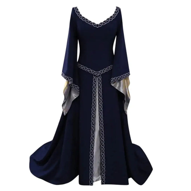 Vintage Gothic Dress Cosplay Costumes Autumn Winter Long Sleeve Medieval Witch Long Dress Halloween Costumes Vestidos de Fiesta - Lootquake