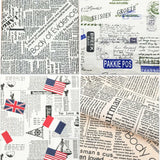 Tela estampada de periódico, tela acolchada de algodón y lino para costura DIY, mantel, cojín, mantel individual, bolsa de almacenamiento, materiales para manualidades