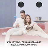 Herdio 2PCS 4 Inch Ceiling Bluetooth Speaker Kit Water Resistant 160W Marine Speakers For Bathroom Kitchen Home Outdoor Camper