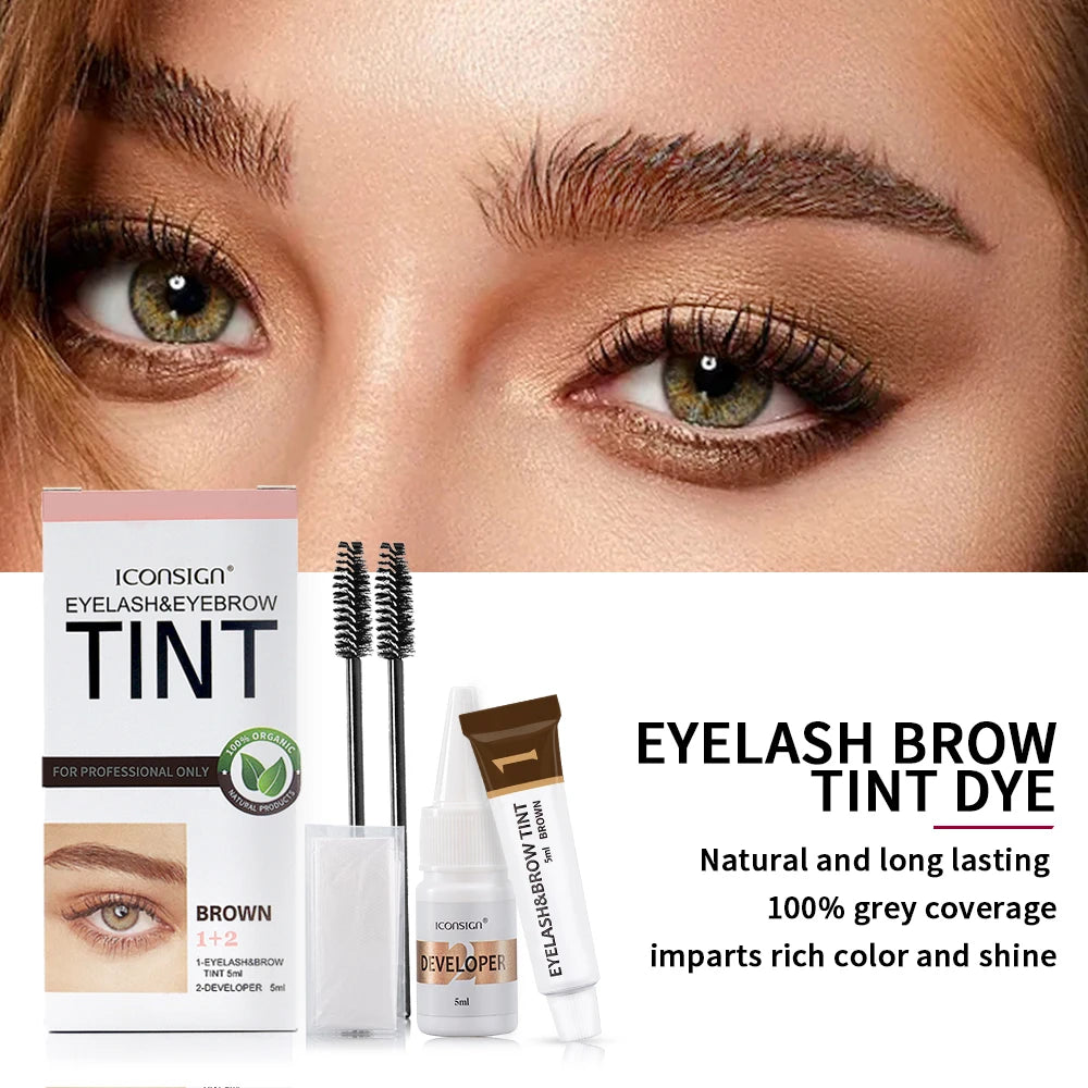 Kit de tinte para pestañas ICONSIGN para cejas, resistente al agua, 15 minutos de duración, para realzar las cejas y mantener el maquillaje de larga duración.