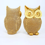 Modern Home Decor Sculpture Unique Sparkling Golden Owl Figurine Resin Statue for Office Living Room Desktop Ornaments
