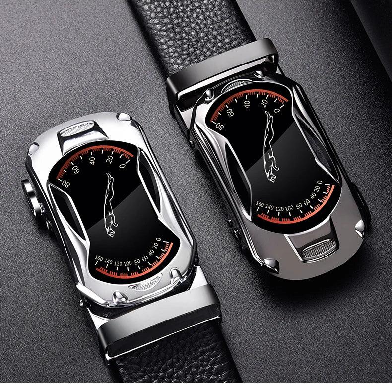 Belts for 3.5cm Width Sports Car Brand Fashion Automatic Buckle Black Genuine Leather Men's Jeans High Quality Waist Male Strap
