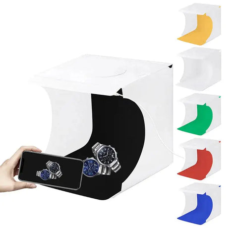 Folding Portable 550LM Light Photo Shooting Light Tent Box Kit With 6 Colors Backdrops Black, White, Yellow, Red, Green, Blue - Lootquake