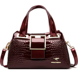 2-Layer Large Capacity Tote Bag | Luxury Handbags Women's Designer Crocodile Pattern Ladies Boston Shoulder Bag (High Quality)