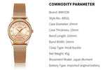 WWOOR 2023 Casual Women Dress Rose Gold Mesh Belt  Fashion Diamonds Wristwatch Waterproof Simple Female Quartz Watch Reloj Mujer - Lootquake