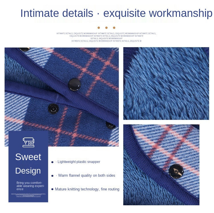 Wearable Plaid Fleece Blanket Polyester Blanket with Button Winte Warm Throws on Sofa Bed Travel Thicken Bedroom Plaids  Blanket