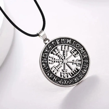 New Odin Symbol Rune Amulet Ally Chain Compass Viking Pendant Necklace Vegvisir Fashion Vintage Necklaces Jewelry Couple Gifts - Lootquake