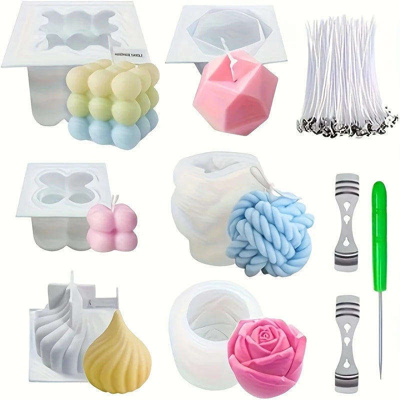 Juego de 6 moldes de silicona para hacer velas, accesorios de bricolaje, moldes de resina para velas aromáticas, decoración del hogar