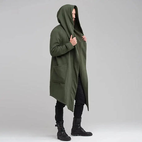 Men's Winter Hooded Cardigan Trench Coat Streetwear Solid Color Windbreaker Leisure Fashion Fleece-lined Jacket Vintage Hoodie - Lootquake
