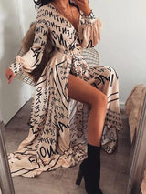 2021 New Style Fashion Elegant Women Sexy Boat Neck Glitter Deep V Neck Print Party Dress Formal Long Dress Sexy Clubwear - Lootquake