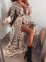 2021 New Style Fashion Elegant Women Sexy Boat Neck Glitter Deep V Neck Print Party Dress Formal Long Dress Sexy Clubwear - Lootquake