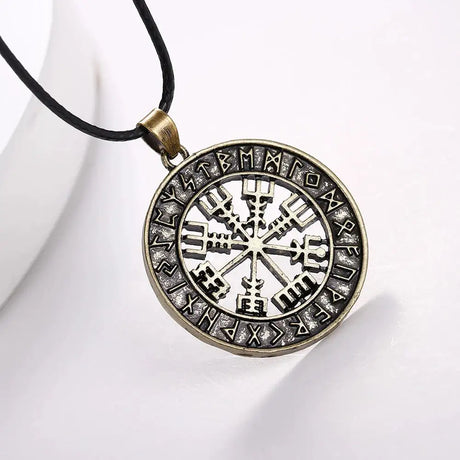 New Odin Symbol Rune Amulet Ally Chain Compass Viking Pendant Necklace Vegvisir Fashion Vintage Necklaces Jewelry Couple Gifts - Lootquake