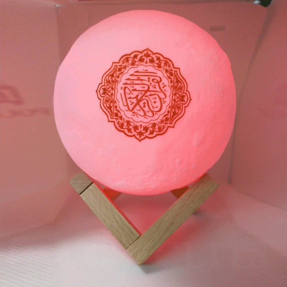 Altavoces Bluetooth del Corán con control remoto colorido, luz LED de noche pequeña, lámpara de luna, altavoz inalámbrico del Corán con luz de luna