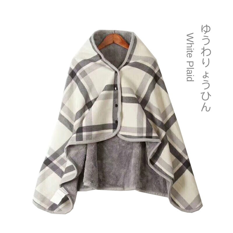 Wearable Plaid Fleece Blanket Polyester Blanket with Button Winte Warm Throws on Sofa Bed Travel Thicken Bedroom Plaids  Blanket