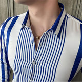 British Style Striped Shirts Mens Long Sleeve Business Formal Dress Shirt Casual Slim Fit Dress Streetwear Social Party Clothing - Lootquake