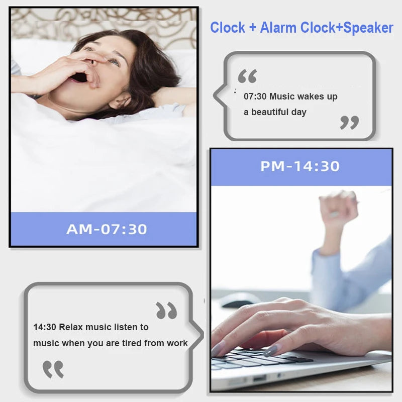 Nuevo mini altavoz Bluetooth inalámbrico con pantalla LED, despertador, tarjeta TF, reproductor de música MP3 para PC y teléfono.