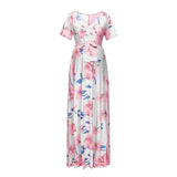 Vestido de maternidad Chivry para mujer, estampado floral, manga corta, cuello en V, maxivestido largo, ropa informal para embarazadas, vestido de maternidad de verano