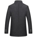 Woolen Coat Men Winter Windbreaker Long Thick Wool Jackets abrigo hombre Man Stand Collar Single Breasted With Vest Woolen Coats - Lootquake