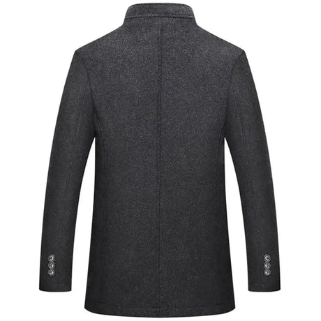Woolen Coat Men Winter Windbreaker Long Thick Wool Jackets abrigo hombre Man Stand Collar Single Breasted With Vest Woolen Coats - Lootquake