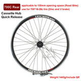 Cruiser Tour Bike Wheelset, Double Deck Rim, Front Wheel Disc, V Brake, Rear Back Wheels, Cassette and Screwed Hub, 36H, 700C