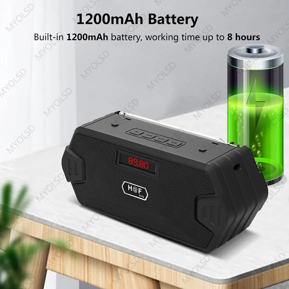 Enceinte Bluetooth portable, boîte à musique sans fil avec radio FM, caisson de basses extérieur, prise en charge de la carte TF, lecture USB, récepteur FM
