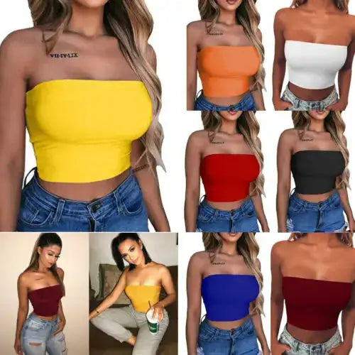 New Summer Solid Women Sexy Tank Top Bustier Bra Vest Crop Top Bralette Singlet T-Shirt Vintage Sleeveless Top - Lootquake