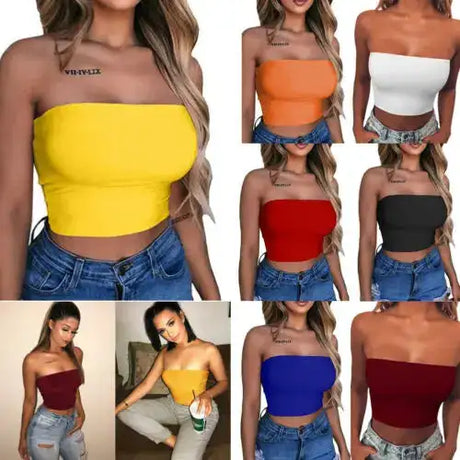 New Summer Solid Women Sexy Tank Top Bustier Bra Vest Crop Top Bralette Singlet T-Shirt Vintage Sleeveless Top - Lootquake
