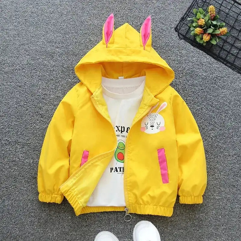 Cartoon Girls Jackets Cute Little Fox Kids Windbreaker Hooded Baby Coat Spring Autumn Children Outwear Toddler Girl Clothes - Lootquake